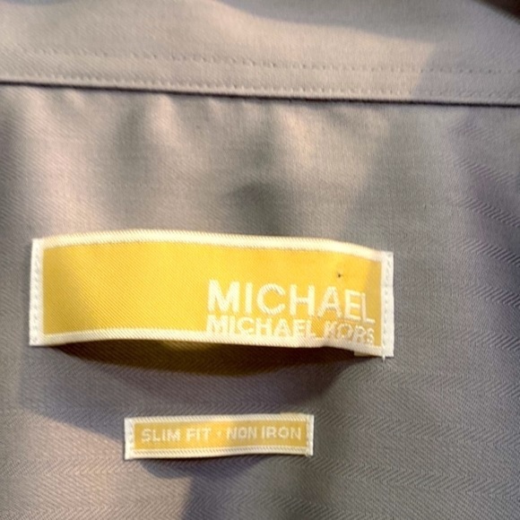 NWT Michael Michael Kors Steel Gray Slim Fit Non Iron Long Sleeve Button Down - Picture 7 of 12